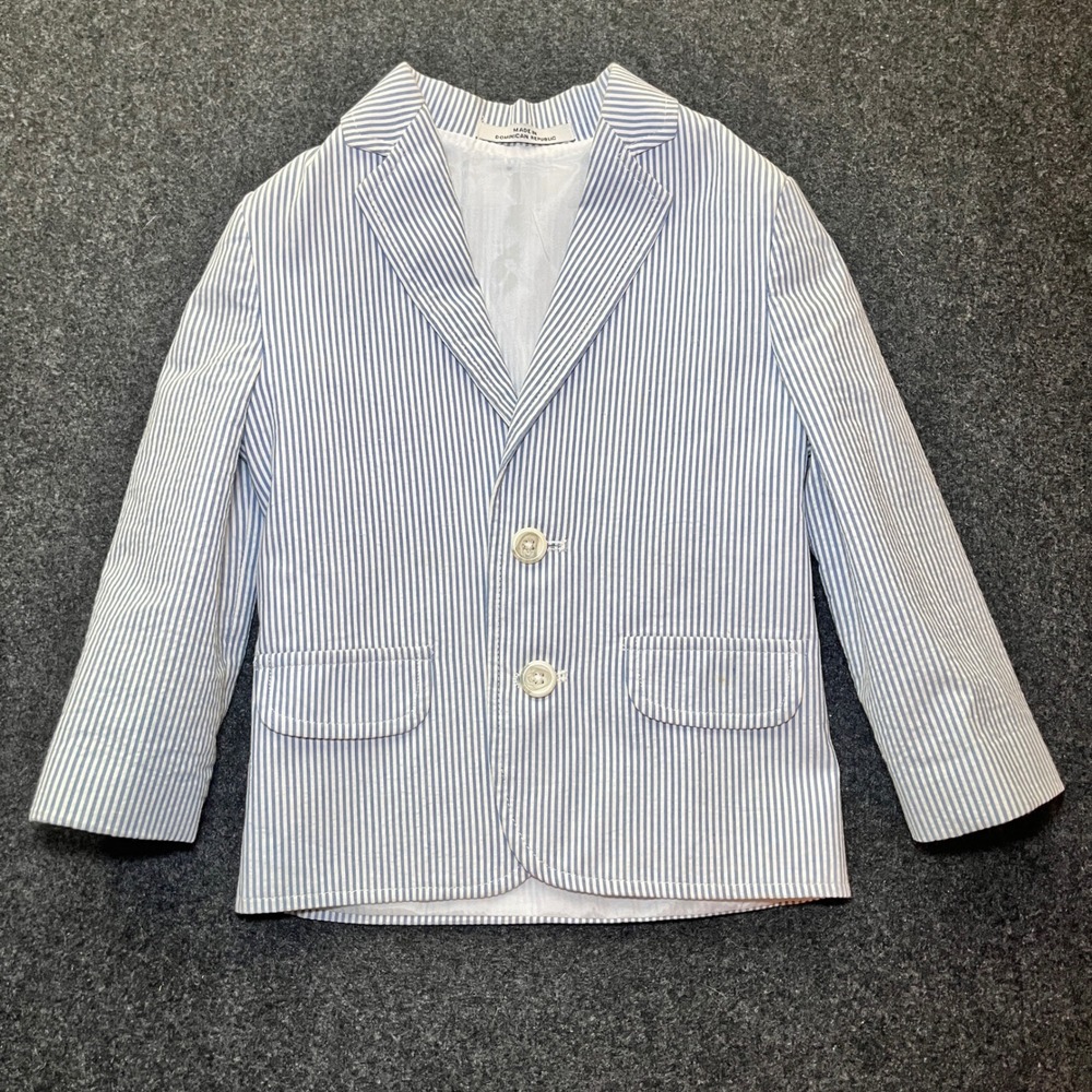 Seersucker Blazer Kids Size 3T Blue‎ White Striped Good Formal Jacket